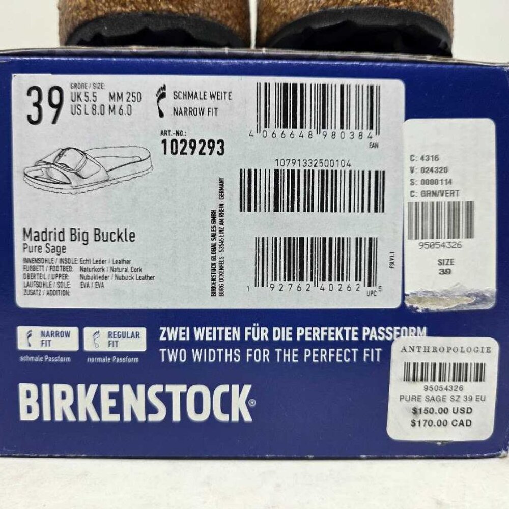 New women's 39 (US 8) Narrow fit Birkenstock Madrid Big Buckle sandals Pure Sage - Picture 3 of 11